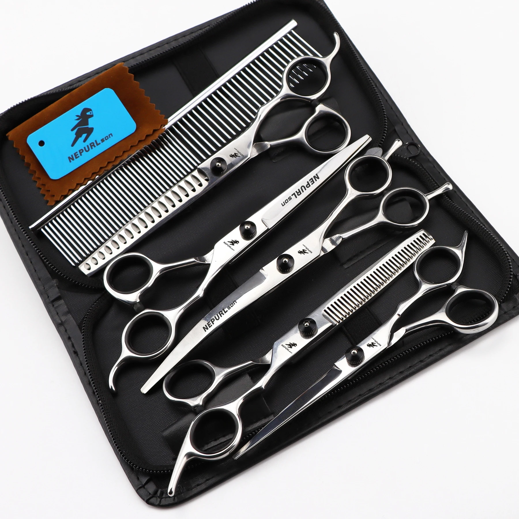 Grooming Scissors for Dogs 5 inch 1 Japan Stainless Thinning Shears Down Curved Scissors Pet Kit Curved Shears Chunker