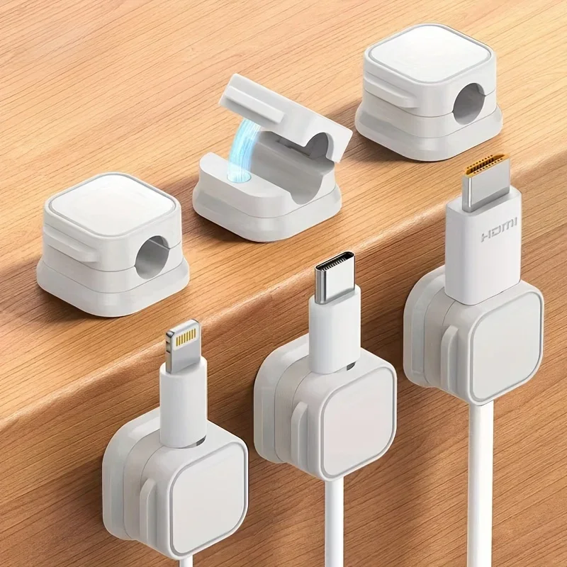 6pcs Hot Selling PVC Cable Clips Organizer-Strong Adhesive, No Drill Cord Holders for Home & Office Wire Management