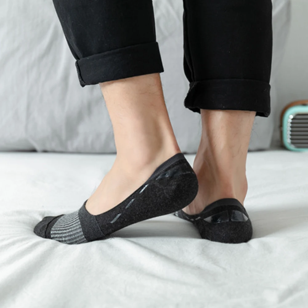 3Pair Men Sport Socks Invisible Silicone Anti Slip Breathable Slippers Men Socks Summer Soft Comfortable Running Cotton Socks