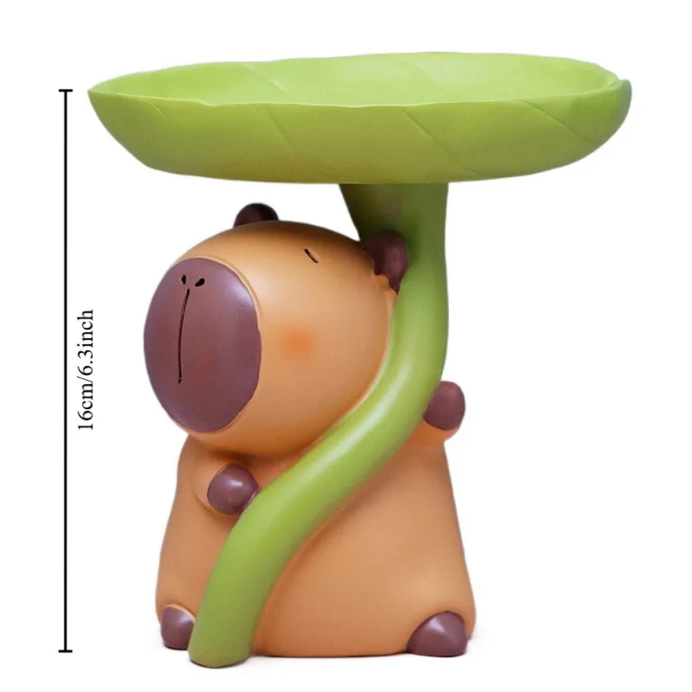 Kawaii Capybara Resin Toy Tabletop Storage Tray Cute Ornament Doll Cartoon Creative Lotus Leaf Tray Living Room Decoration Gift 6