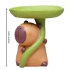 Kawaii Capybara Resin Toy Tabletop Storage Tray Cute Ornament Doll Cartoon Creative Lotus Leaf Tray Living Room Decoration Gift 6