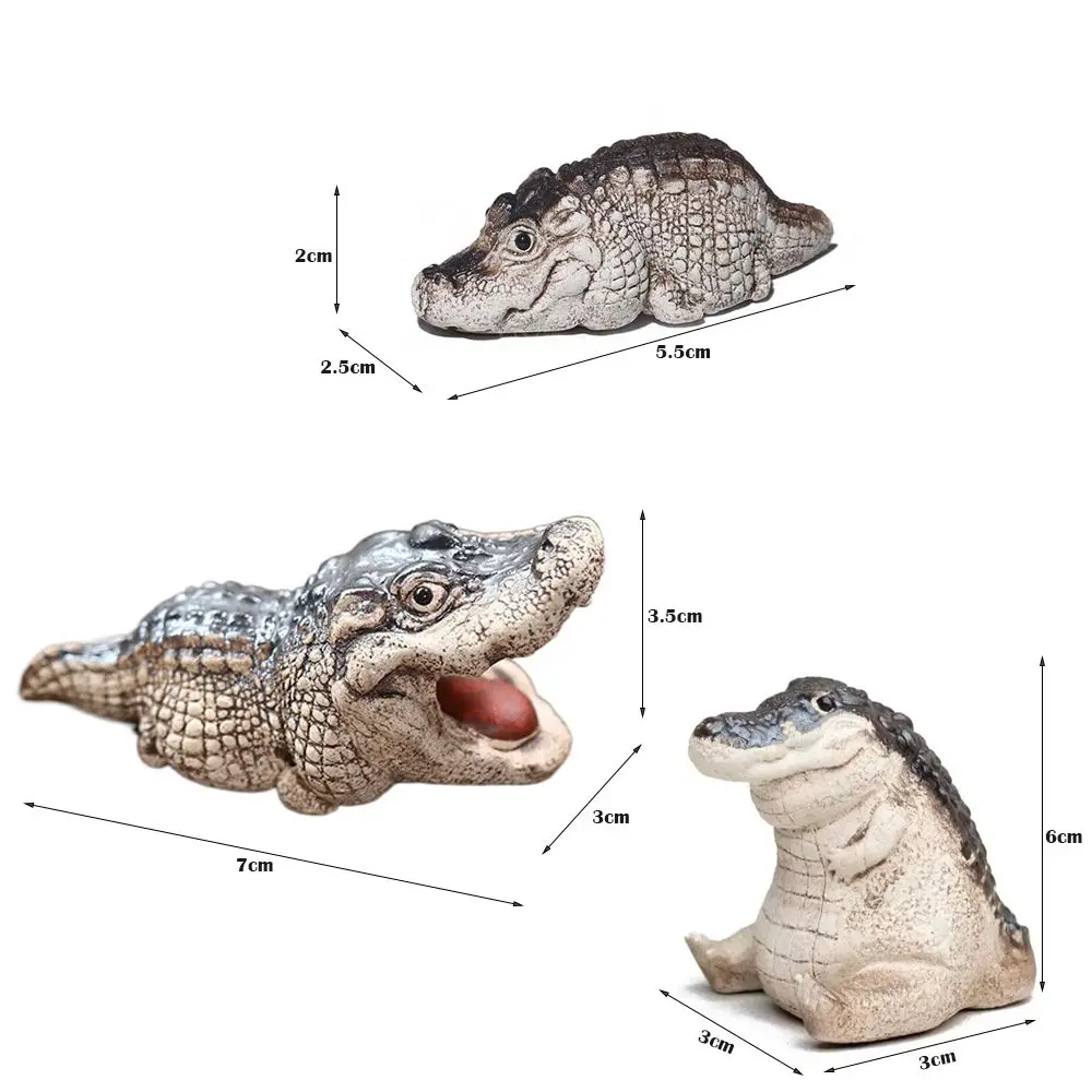 Mini Crocodile Tea Pet Handmade Resin Crocodile Ornaments Portable Statue Tea Ceremony Play Home Boutique