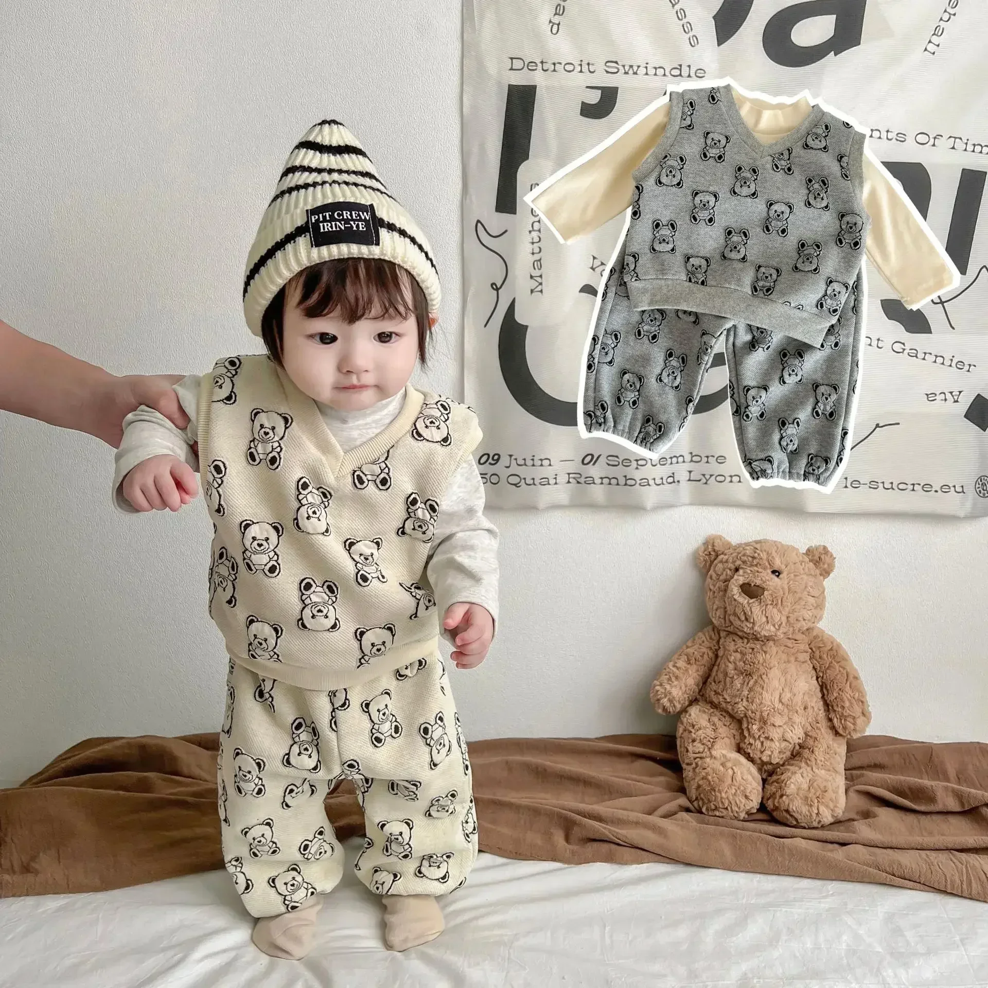 Set Autumn Boy Kids Bear | Baby Bear Clothing Set | Baby