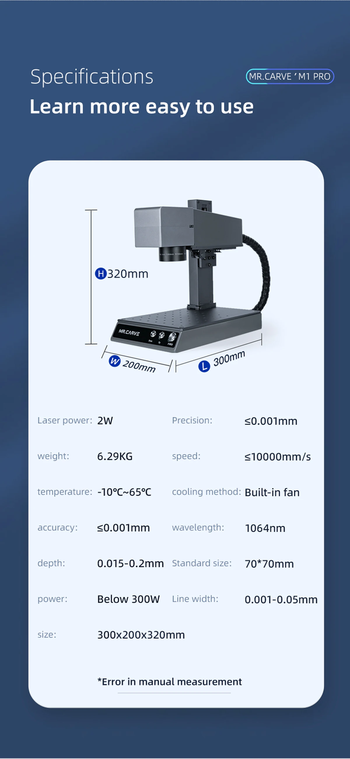 MR.CARVE Fiber Laser Marking Machine M1 Pro Laser Engraver 70x70mm Area Engraving Machine for All-Metals Plastics Jewelry