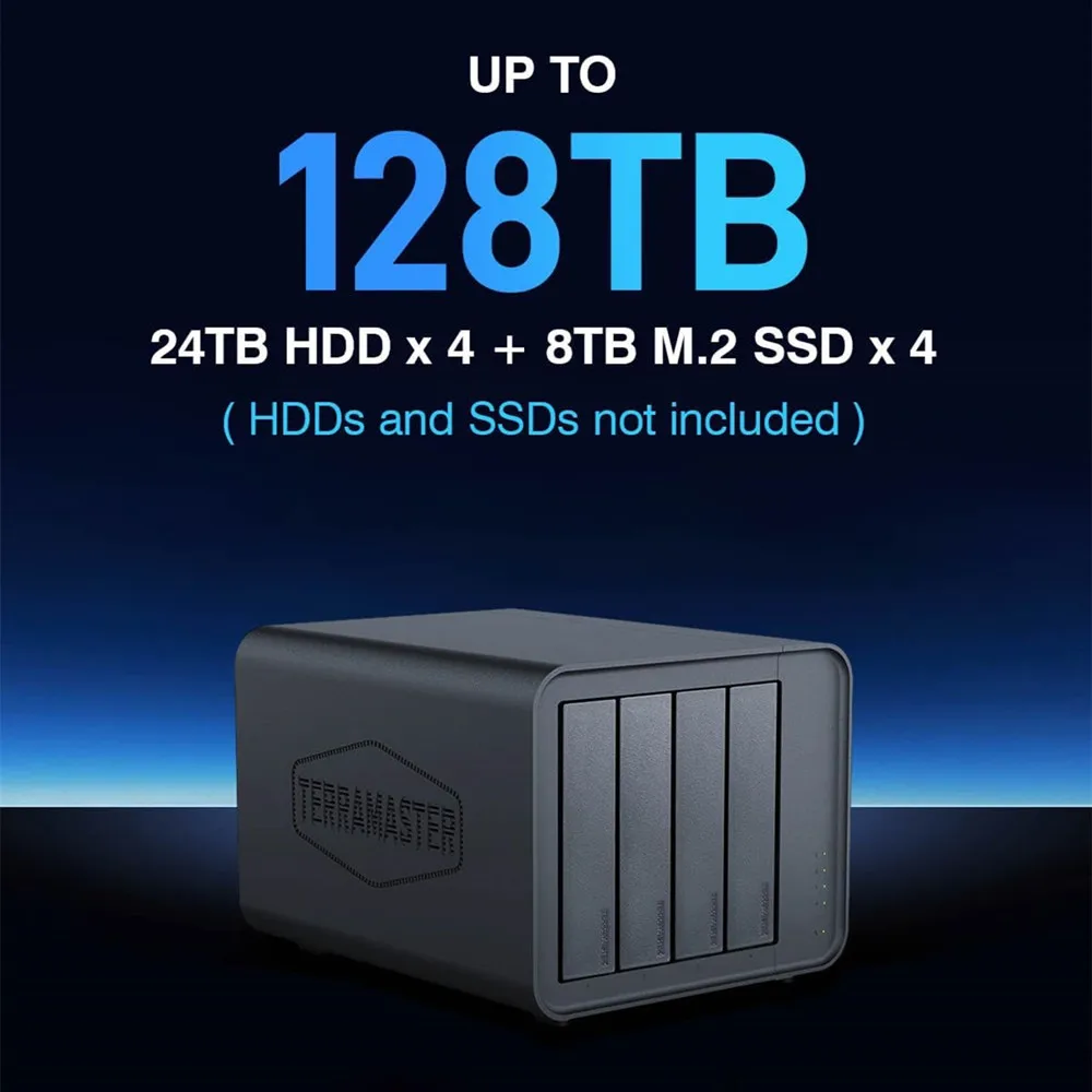 기존 TERRAMASTER D8 하이브리드 8베이 하이브리드 RAlD 인클로저 USB 3.2 Gen 2 10Gbps 유형 C 스토리지 디스크 없음)