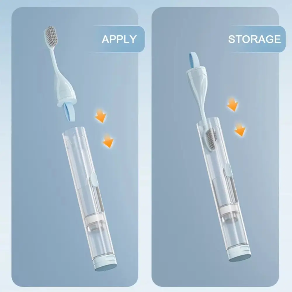 3-IN-1 여행용 칫솔 세트 접이식 휴대용 치약 디스펜서 통합형 미니 치약 튜브 보관함