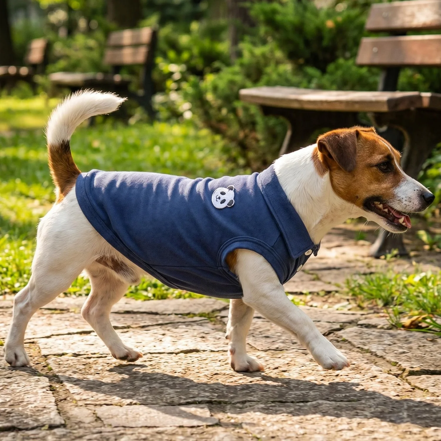 Maglietta Polo per Cani con Ricamo Panda, Morbida e Traspirante, Senza Maniche, Abbigliamento per Cani, Outfit per Passeggiate Quotidiane per Tutte le Razze Piccole e Medie - immagine 3