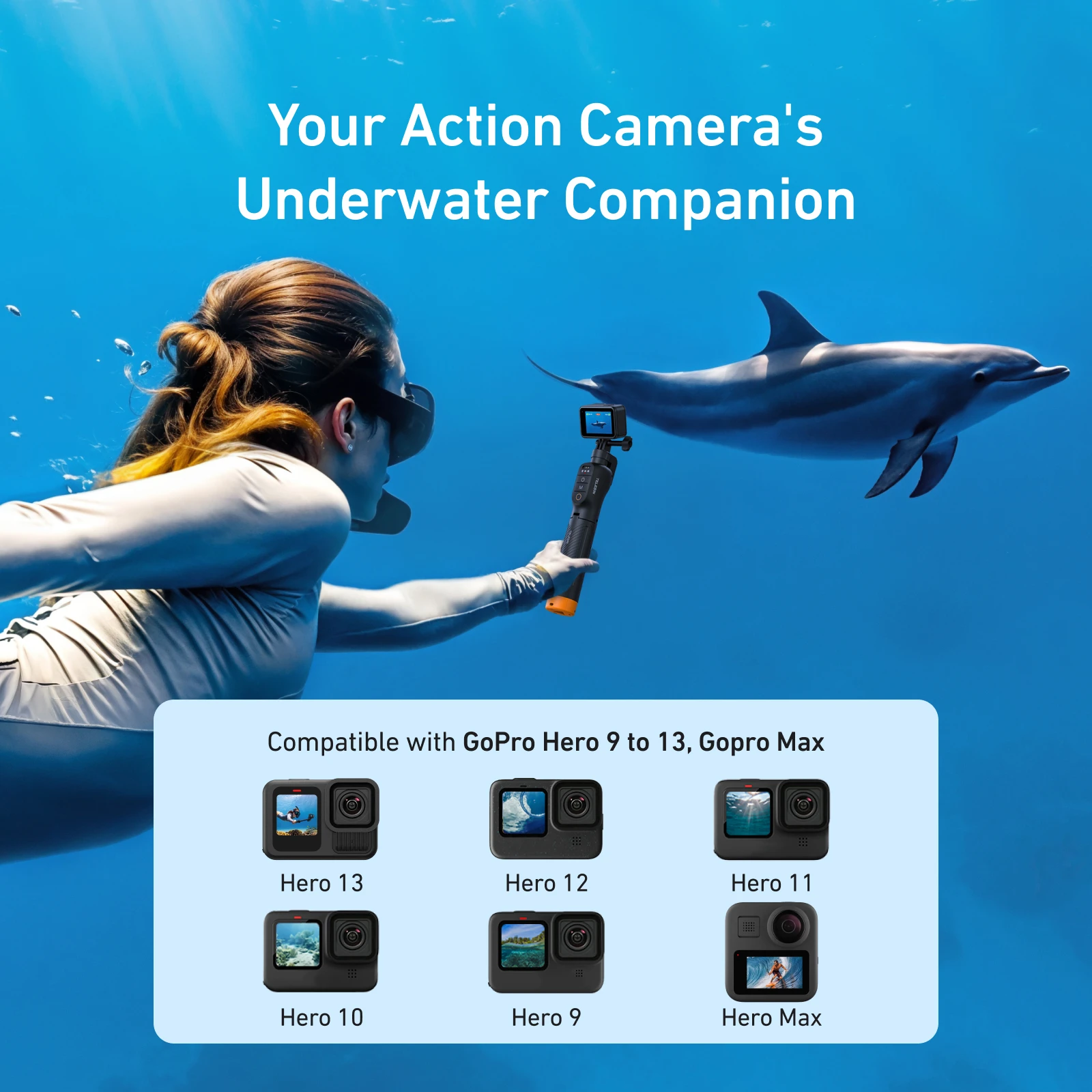 TELESIN 3-in-1 Floating Selfie Stick Tripod Remote for GoPro