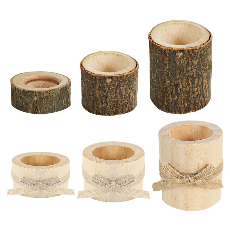 Rustic Wedding Wooden Candlestick Candle Holder Wedding Party Table Desktop Decoration Plant Flower Pot Home Garden Accessories