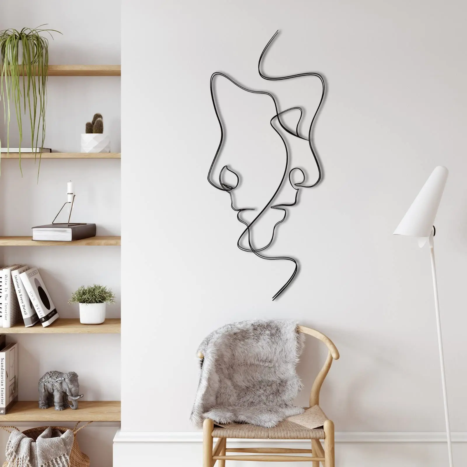 

Minimalist Couple Face Line Iron Decor Home Decals Aesthetic Abstract Decor Person Sticker Bedroom Livingroom Apartment Store