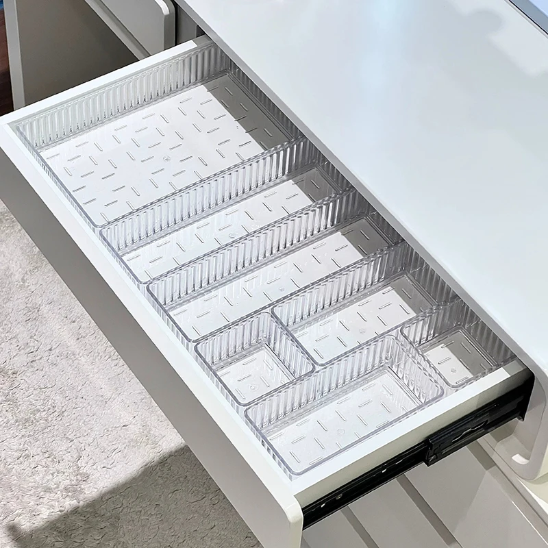 Scatola Organizer Trasparente 4 Cassetti – 25x17,5x10,5 Cm – Impilabile Per Scrivania, Bagno, Ufficio