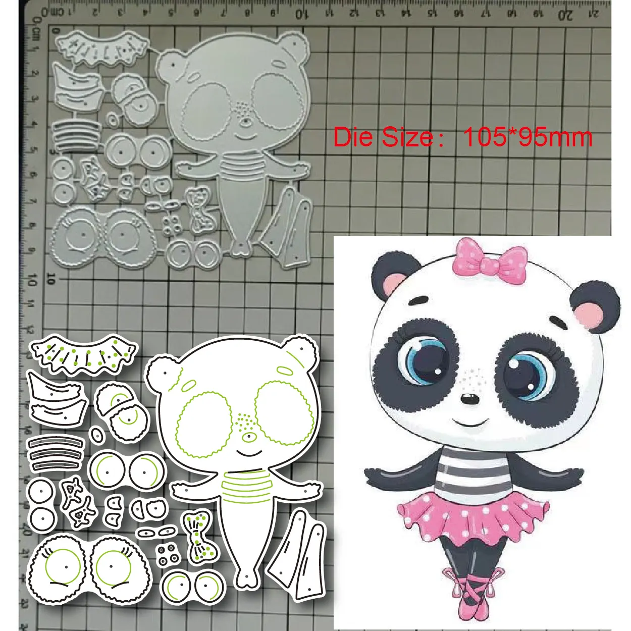 2023 New Ballet Dancing Pandas Metal Cutting Dies Decoration Diy Scrapbook Paper Craft Knife Mold Blade Punch Stencil Dies