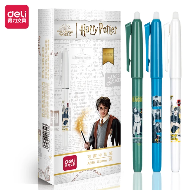 Deli 3 stücke 0,5mm kristall blaue Tinte schwarze Tinte Harry Potter heiß  lösch bar Gel Stift Büro Stift Schul bedarf Briefpapier - AliExpress