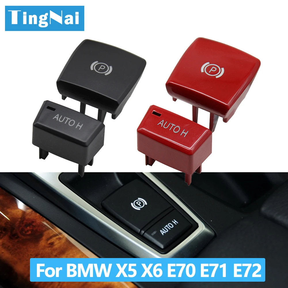 Handbrake Switch Cover Handbrake Button Cover Car Brake Cap Car Handbrake Electronic Parking Switch Button Cap Cover for BMW X5 X6 E70 E71 E72 2007-2013