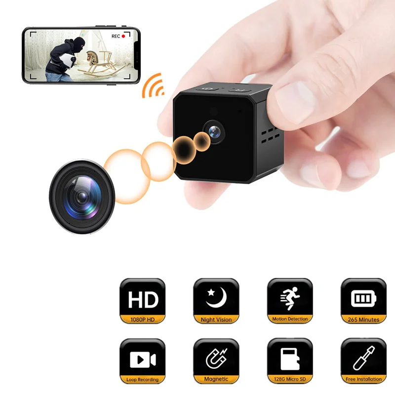 Портативная мини-камера 4K HD 1080P Wi-Fi беспроводная водонепроницаемая ночное