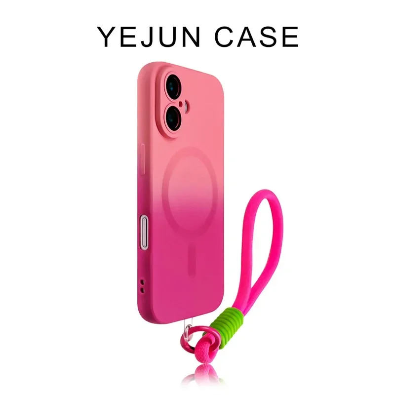Luxury Gradient Phone Case with MagSafe Wireless Charging and Lanyard Attachment
