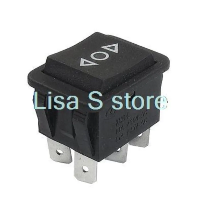 Momentary 6 Pin DPDT Black Button On/Off/On Rocker Switch AC 250V/10A