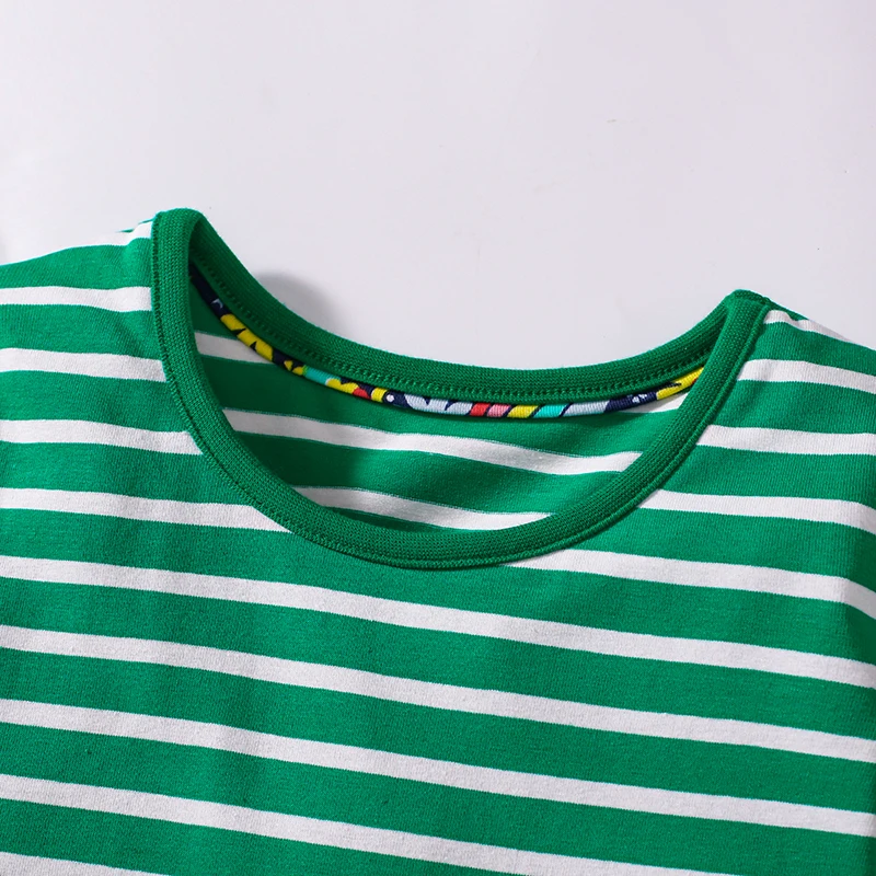 2025 Summer Children's Clothing Baby Girls Embroidered Cartoon Casual Animals Dresses Green Striped Dresses Kids Clothes
