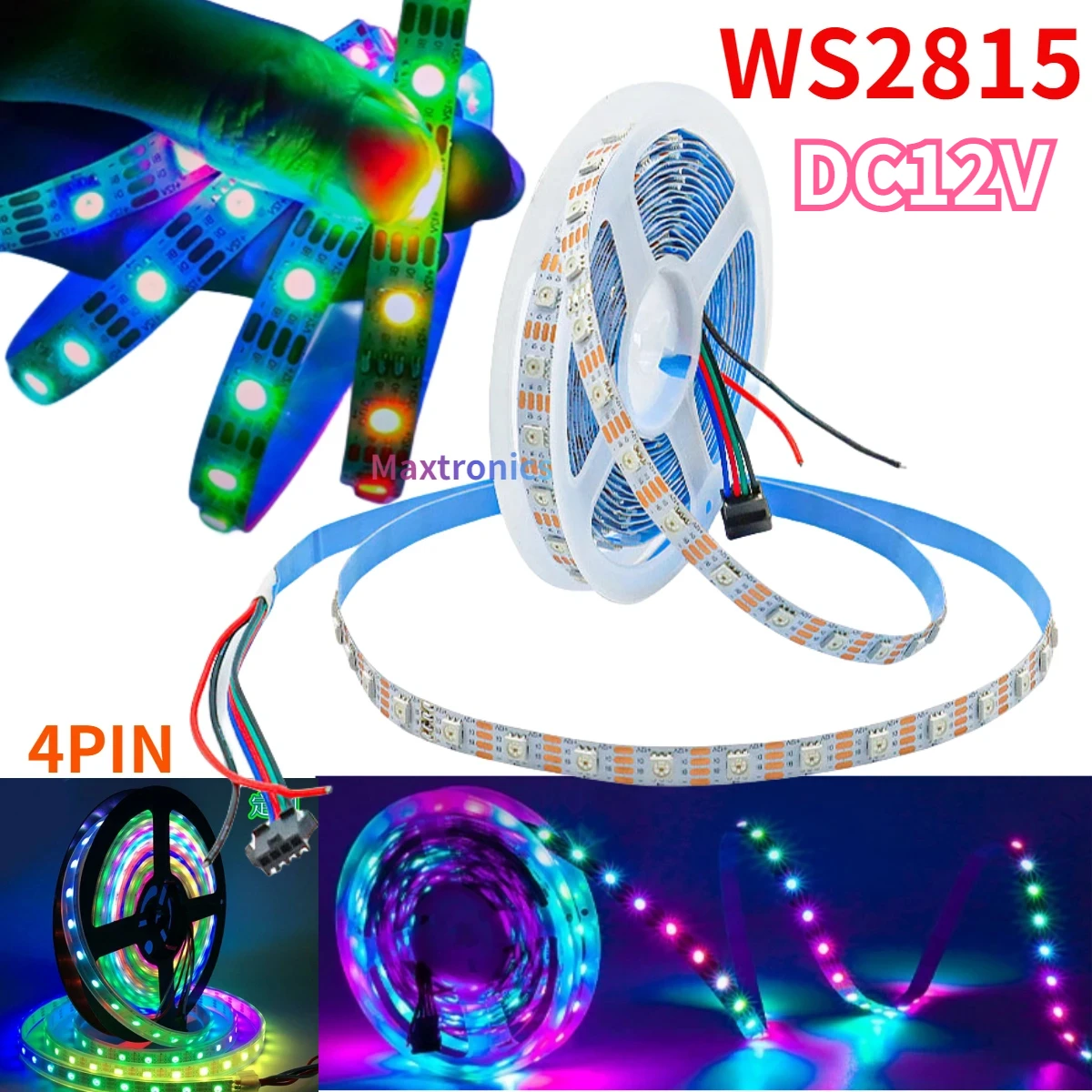 

RGB-Лента светодиодная WS2815, 12 В постоянного тока, Модифицированная, 30/60/144 пикселей/м, IP30/65/67