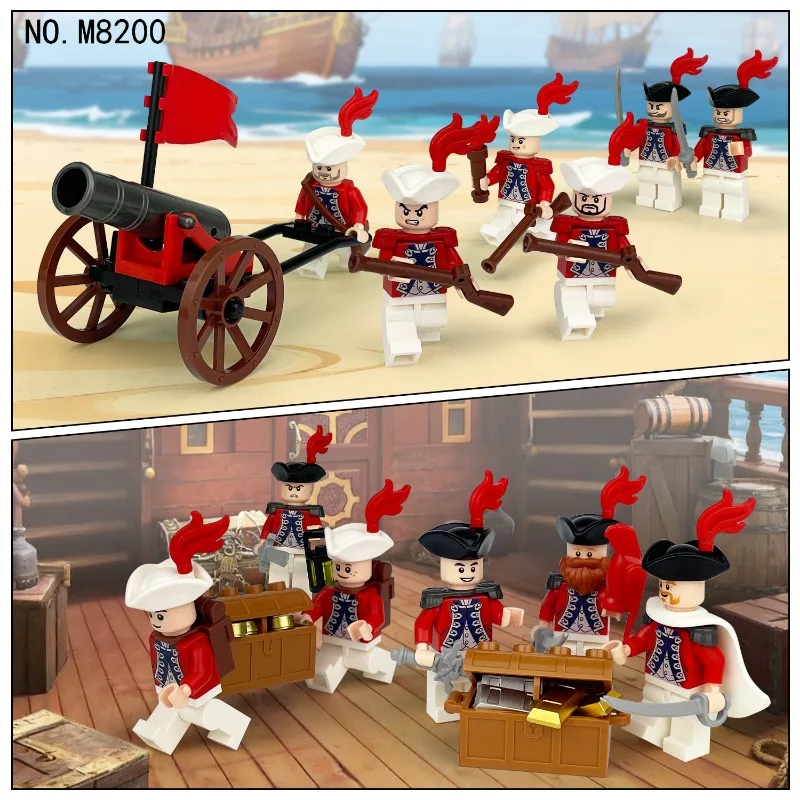 해군 8200 로얄 미니피규어 국경 간 도매 어린이 조립식 소형 블록 장난감 총 트럭 무기 상자
