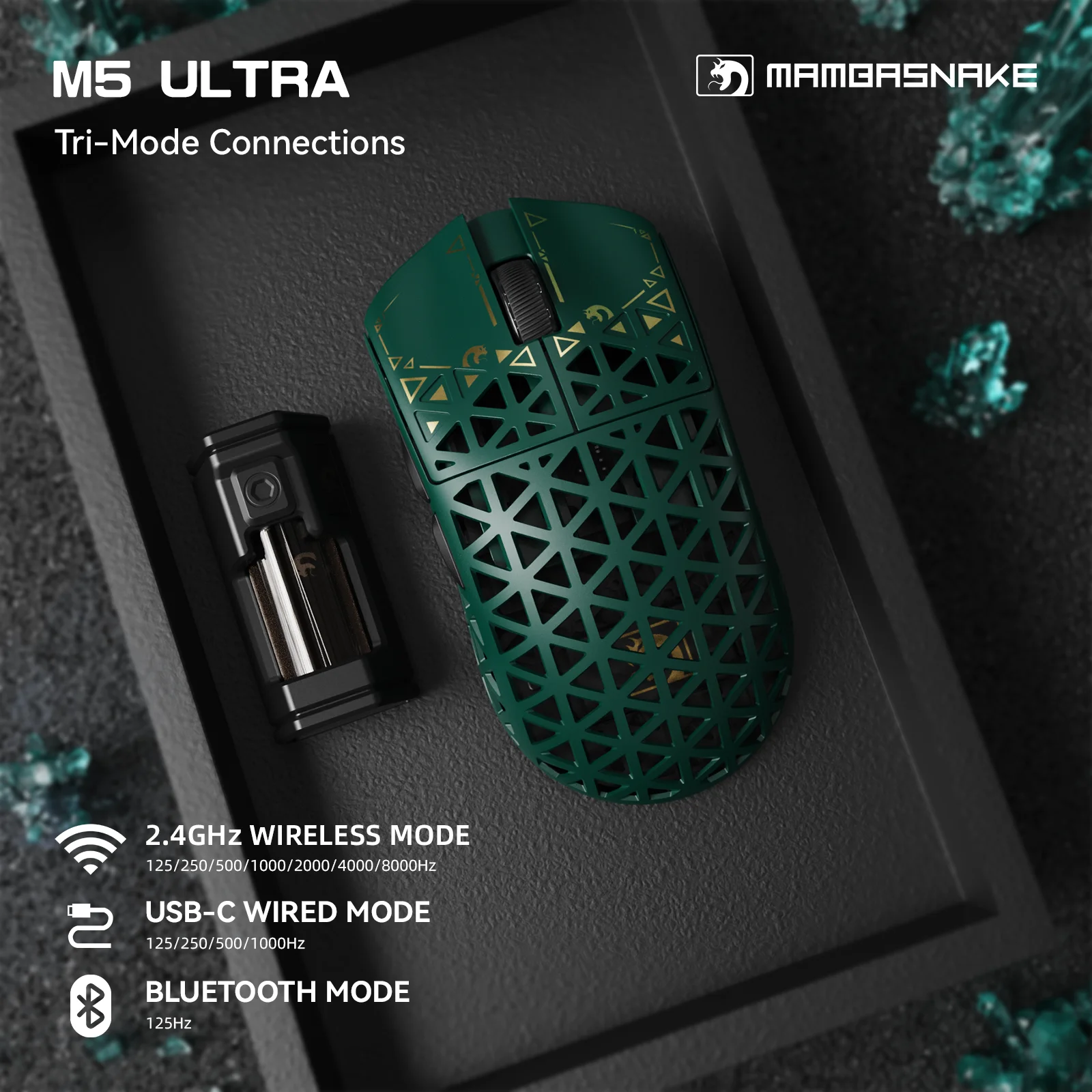 MAMBASNAKE M5 Ultra Carbon Fiber 8KHz Wireless Gaming Mouse