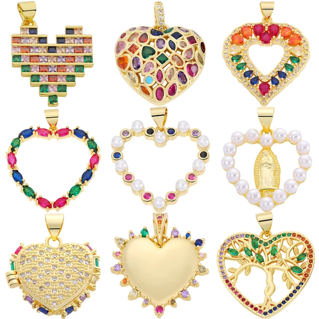 Juya DIY 18K Gold Plated Luxury Accessories Love Hearts Charms For Handmade Valentine's  Day Gift Jewelry Making Components