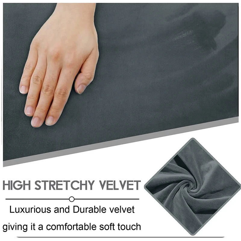 Velvet Sofa Cover Elastic 1/2/3/4 Seater Sofa Covers  Protector For Living Room Velvet Plush L Shaped Corner Solid Couch Cover 4