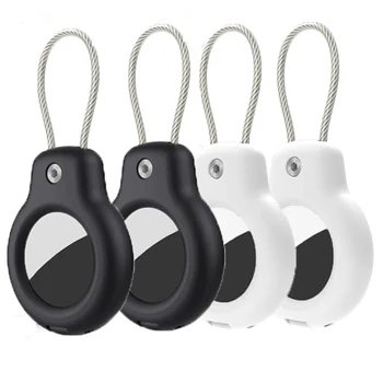 For Apple AirTag Secure Holder Protective Case with Wire Cable, Air Tag Lock Case Keychain Key Ring for Keys protective Cases