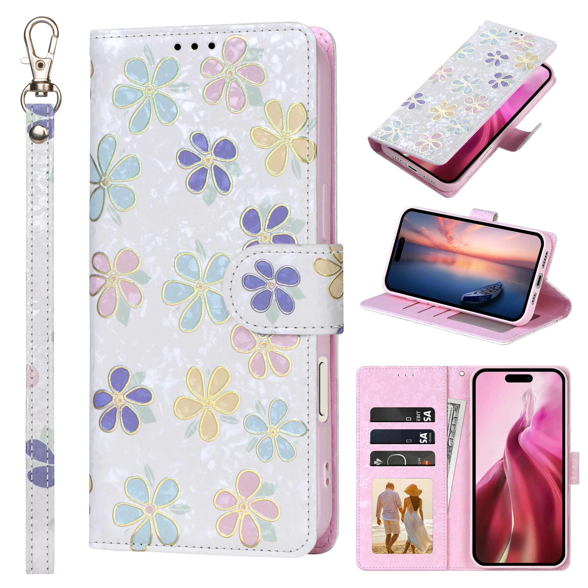 Floral Leather Wallet Phone Case