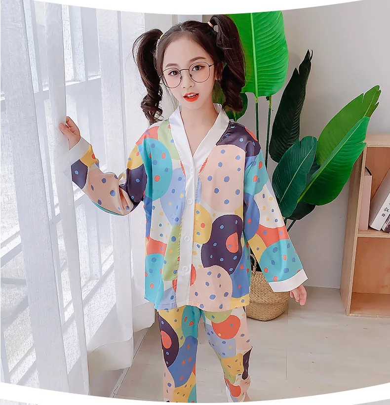 Children's Pajamas Spring Girls Home Wear Clothes Cute Cartoon Long Sleeved Boys Pajamas 3-15Y Kids Sleepwear Clothes Set designer pajama sets