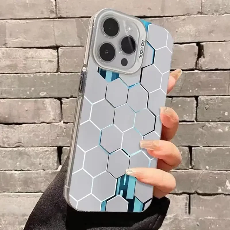 Sleek Honeycomb Matte Shockproof Phone Case with Laser Design