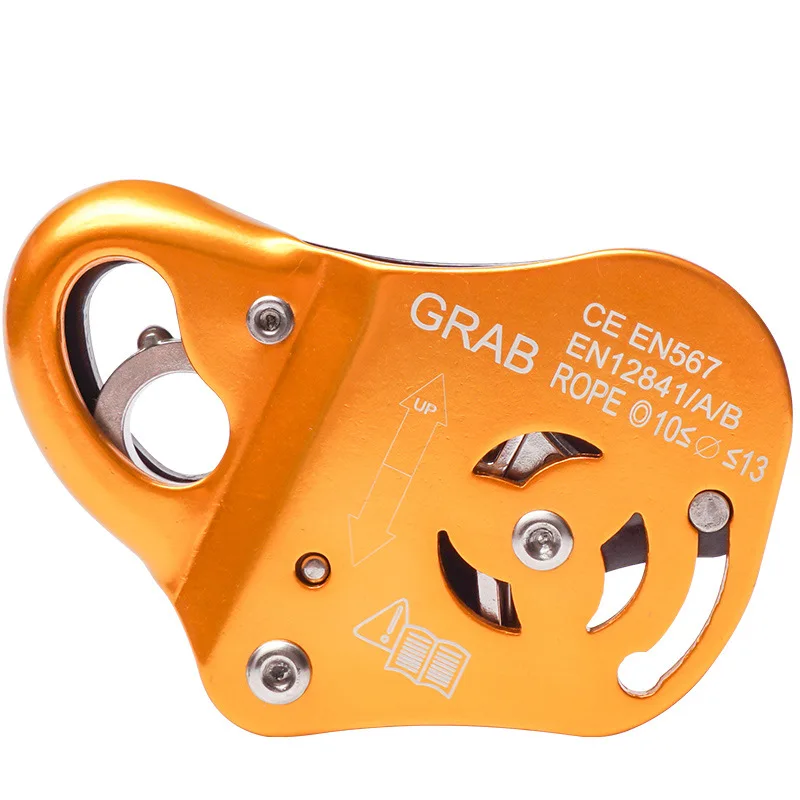 Rock Climbing Ascend Descend Safety Removable Rope Gripper Anti Fall Protctive Belay Device With Cam-Assisted Blocking