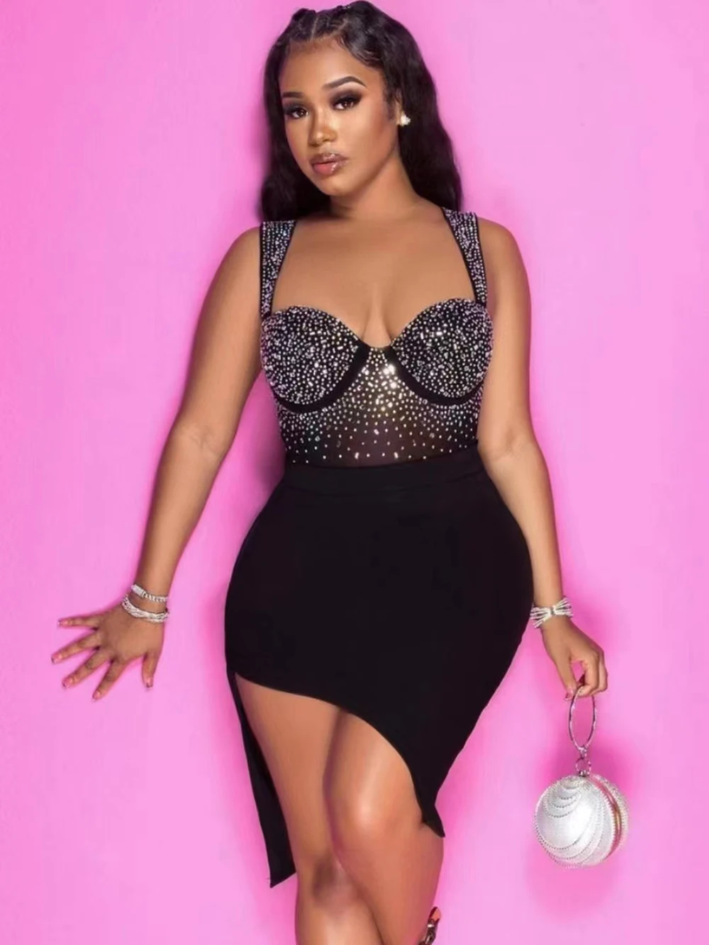 

Women Summer Hot Sleeveless Beading Bodycon Mini Asymmetric Bandage Dresses Celebrity Evening Club Party Wedding Guest Dress