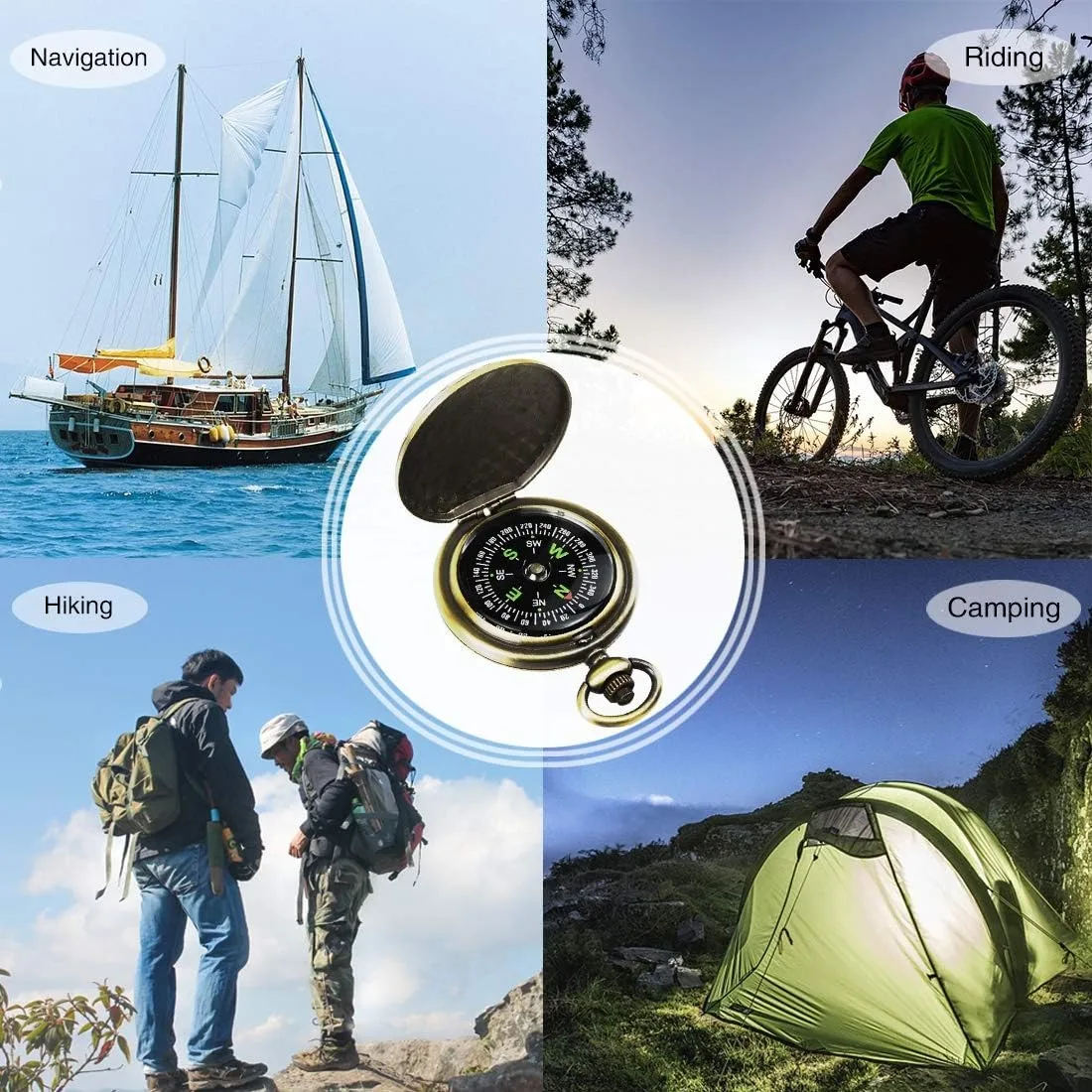 Multifunctional Zinc Alloy Compass for Hiking