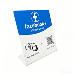 Premium NFC Display Stand for Google Reviews - Programmable 13.56MHz Card Station (Facebook QR code)