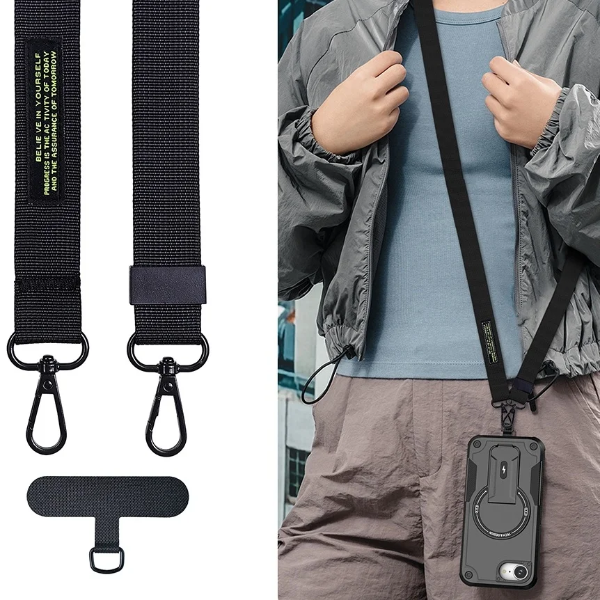 Crossbody Lanyard Armor Case with Kickstand - Mobile Phone Accessories