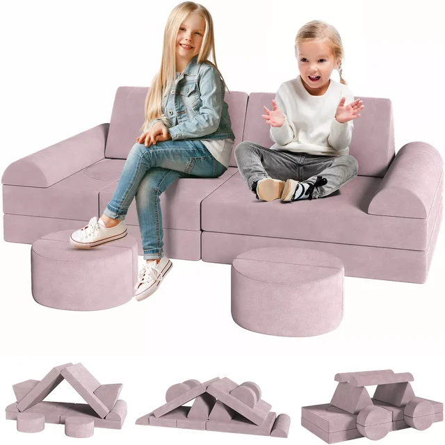 Canapé de jeu modulaire pour enfants, canapé sectionnel pour enfants, meubles de chambre à coucher et de salle de jeux pour tout-petits, mousse convertible et coussin de sol 1