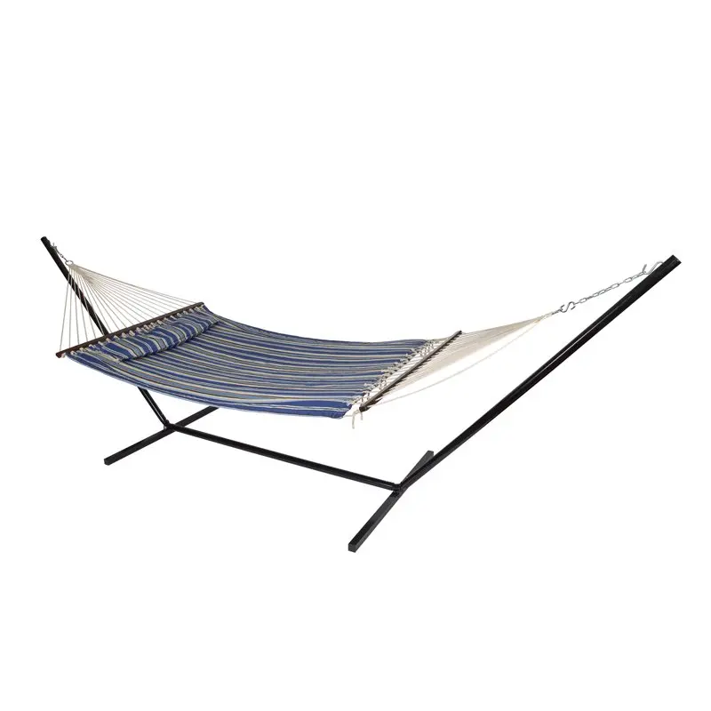 Stylish Double Quilted 79" x 55" Cotton Hammock - Perfect for Relaxation & Enjoyment of the Outdoors 2
