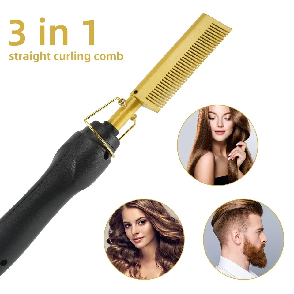 Hair Straightener Flat Irons Wet Dry Use Hot Comb Heating Hair Straight Styler Curling Iron Comb Fast Heating Press Comb 6