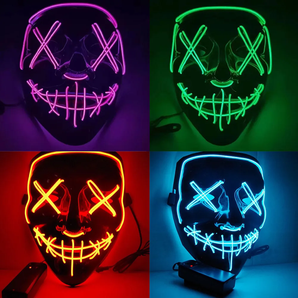 Cosplay Mask Led Halloween Carnival Christmas Party Night Club Luminous Movie Theme The Purge