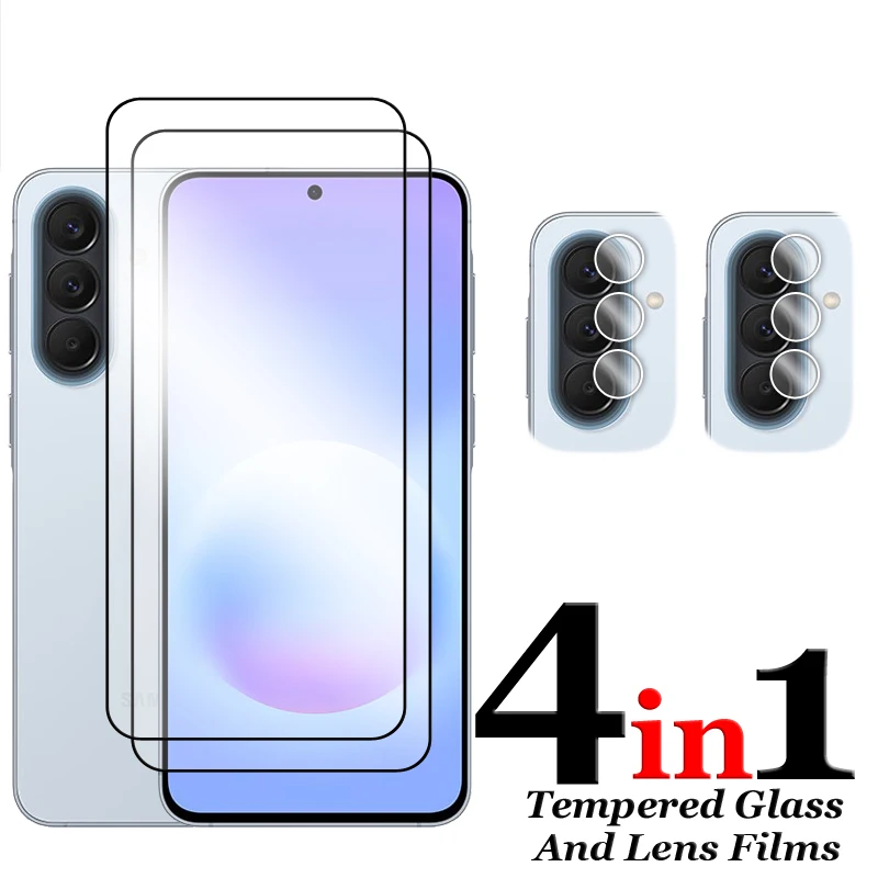 6-in-1 Tempered Glass Screen Protector with Lens Film - 2.5D Full Cover