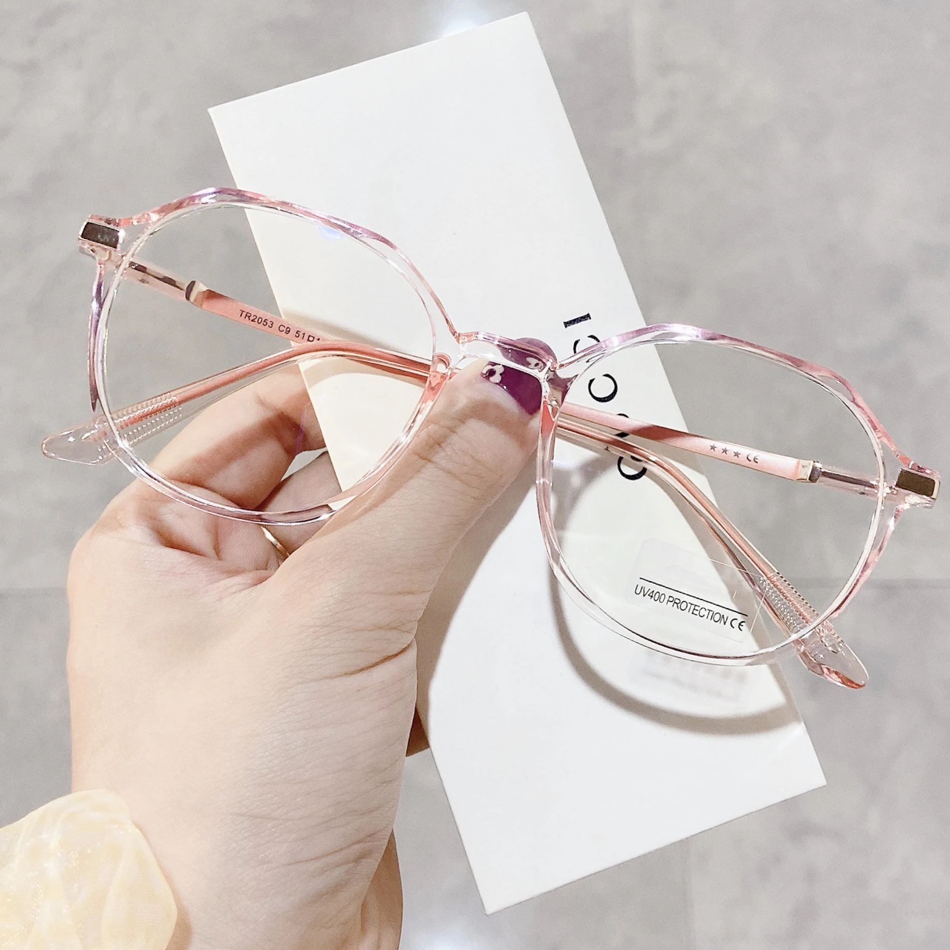 Polygonal Anti-blue Light Flat-glasses Glasses Frame For Women Without ...