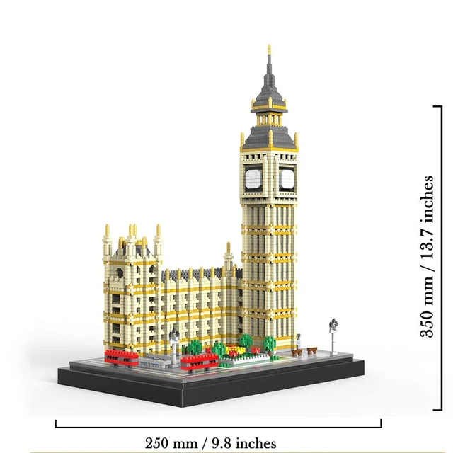 KNEW BUILT Big Ben Micro Mini Block Building Blocks for Adults Architecture Toys Sets Arc Triomphe Louvre Eiffel Tower Bricks - Big Ben in bag