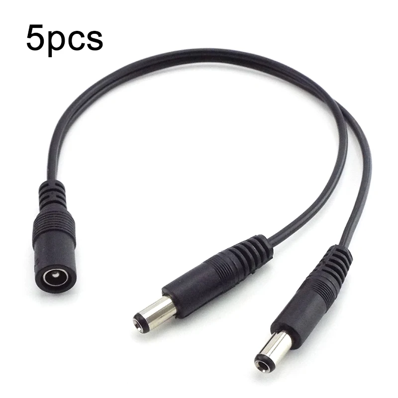 

5pcs DC 1 Female to 2 Male Power Splitter Cable 2.1*5.5mm for CCTV Camera Security DVR Accessories LED Light Strip DC connector