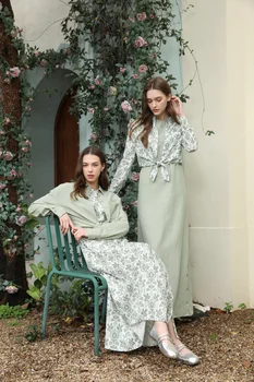 AS 2025 spring summer linen shirt + dress collection high quality print linen and knitting cardigan woman outfit 2