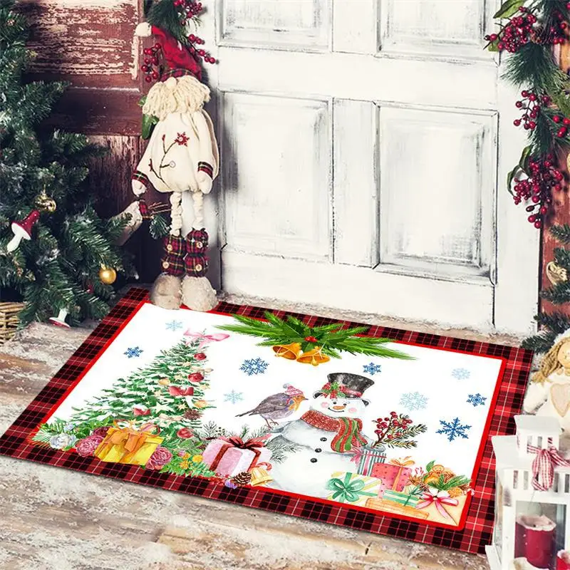 Christmas Entrance Door Mat Cartoon Dwarf Print Floor Mat Living Room Corridor Balcony Welcome Christmas Home Decoration