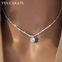 TEN CARATS s925 Sterling Silver VVS1 Moissanite Classic Crown Necklace for Women  Gift GRA Certified Jewelry free delivery