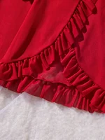 Sexy Lace Lingerie Set for Women, Red Sleepwear Nightdress with Matching Panties, V-Neck Sheer Lace Camisole, Romantic Night - Image 5