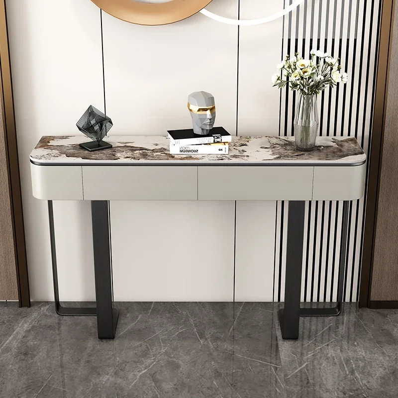 

Мраморный стол для крыльца, входной шкаф, современный минималистичный настенный набор из каменной пластины в итальянском стиле с боковым обзором, консоль для столов