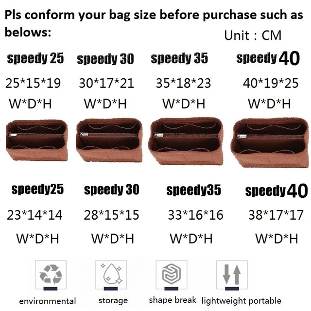 WUTA Felt Insert Bag Organizer For LV Speedy 20 25 30 35 Flap Handbag Inner  Bag